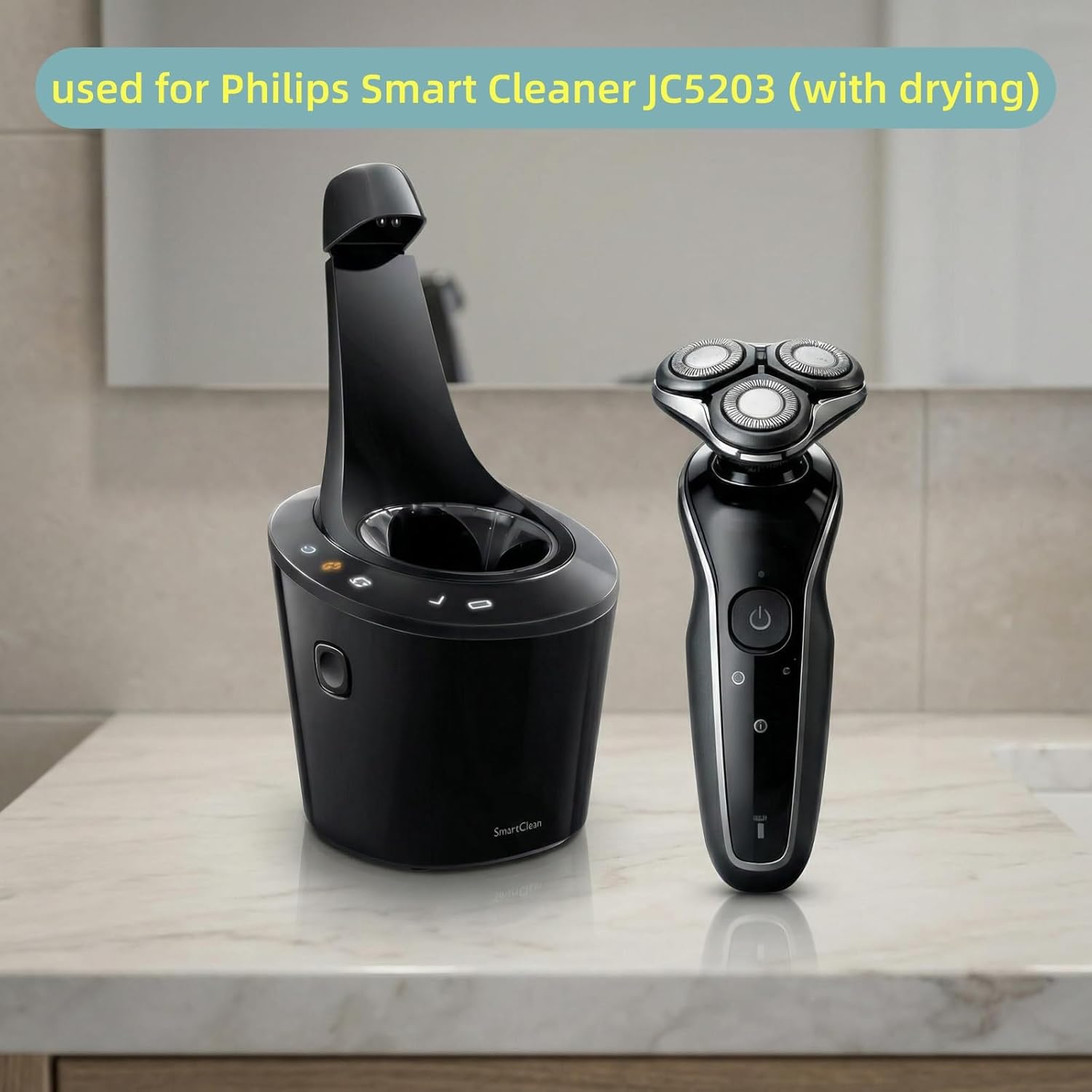 Electric Shaver Smart Cleaner JC5203, Fully Automatic Cleaning Base (with Drying Function) Compatible with Philips Series S5000 S7000 S8000 S9000