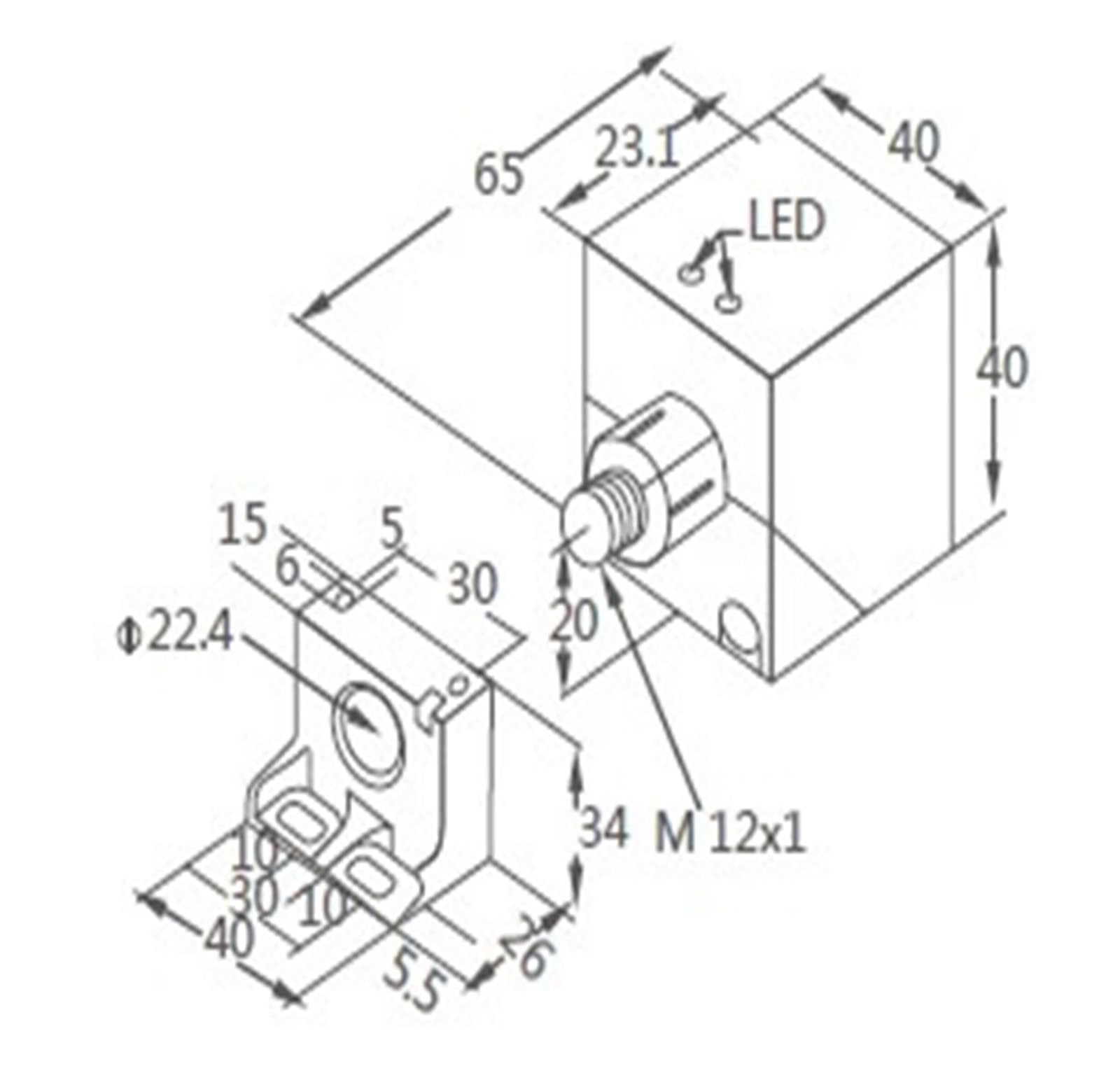 Stoßfester PNP-Analog-Induktiver Näherungssensor mit Strom-/Spannungsausgang, 12 V, 24 V, 36 V, IP67, 0–10 mm(Current Voltage Out)