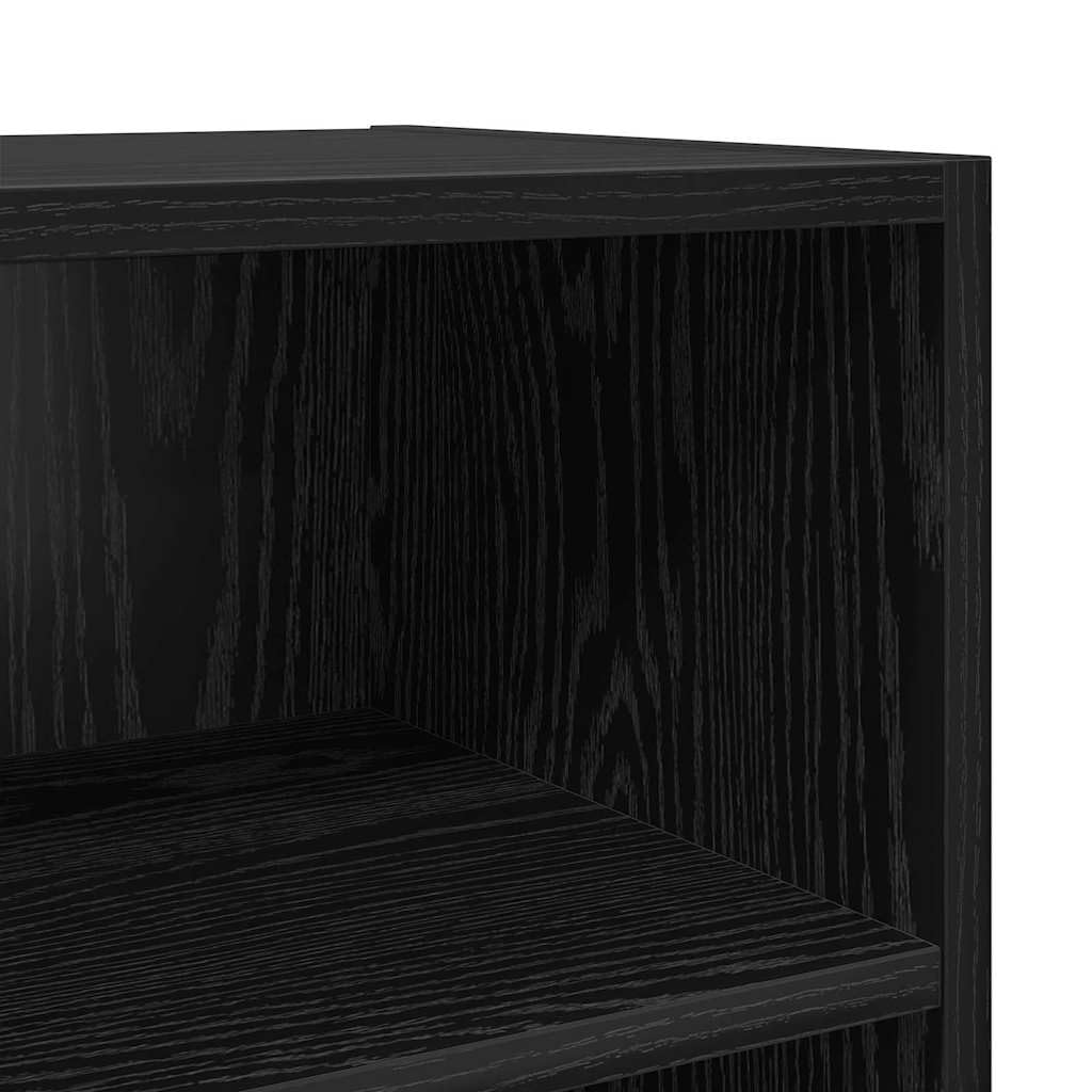 Zestaw szafek TV czarny, 69,5 x 30 x 50 cm, materiał drewnopochodny, montaż ścienny, z regałem, rustykalny, do salonu, nowoczesny uniwersalny stojak pod telewizor