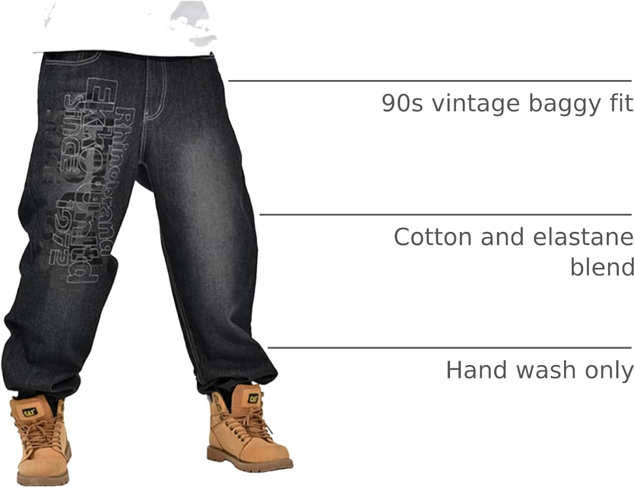 LUOBANIU Men's Baggy Jeans Relaxed Fit Hip Hop Streetwear with