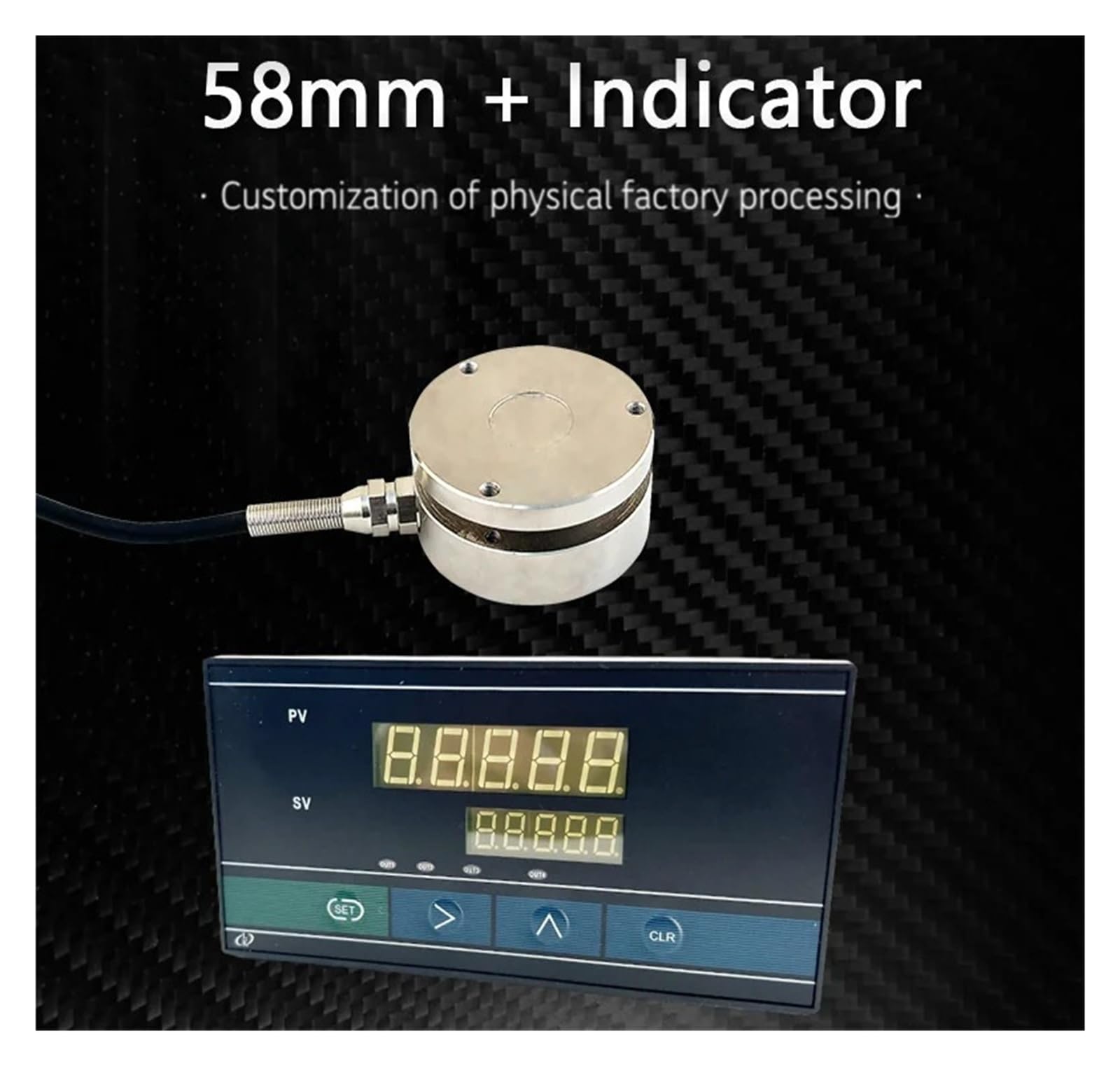 Cella di carico a diaframma planare da 58 mm con display indicatore Sensore di peso da 10 kg a 5000 kg for bilancia di forza scientifica e tecnologica per misurare forza(5T Indicator)