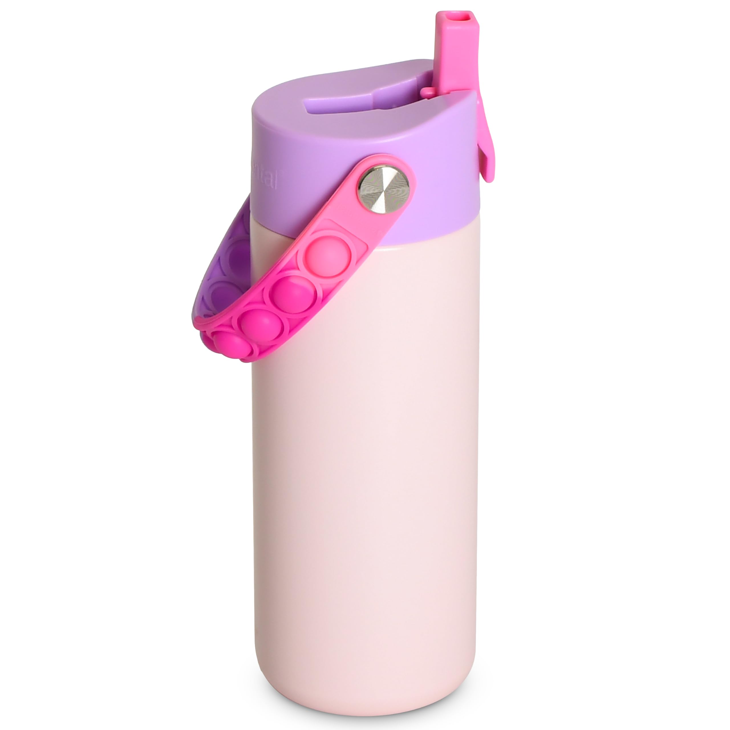 Elemental Insulated Kids Water Bottle, Stainless Steel Water Bottle with Straw Lid & Pop-It Handle, Leak-Proof Water Bottles for School, Boys or Girls, Travelling and Sports, 530ml - Pink Tie Dye โ image 1