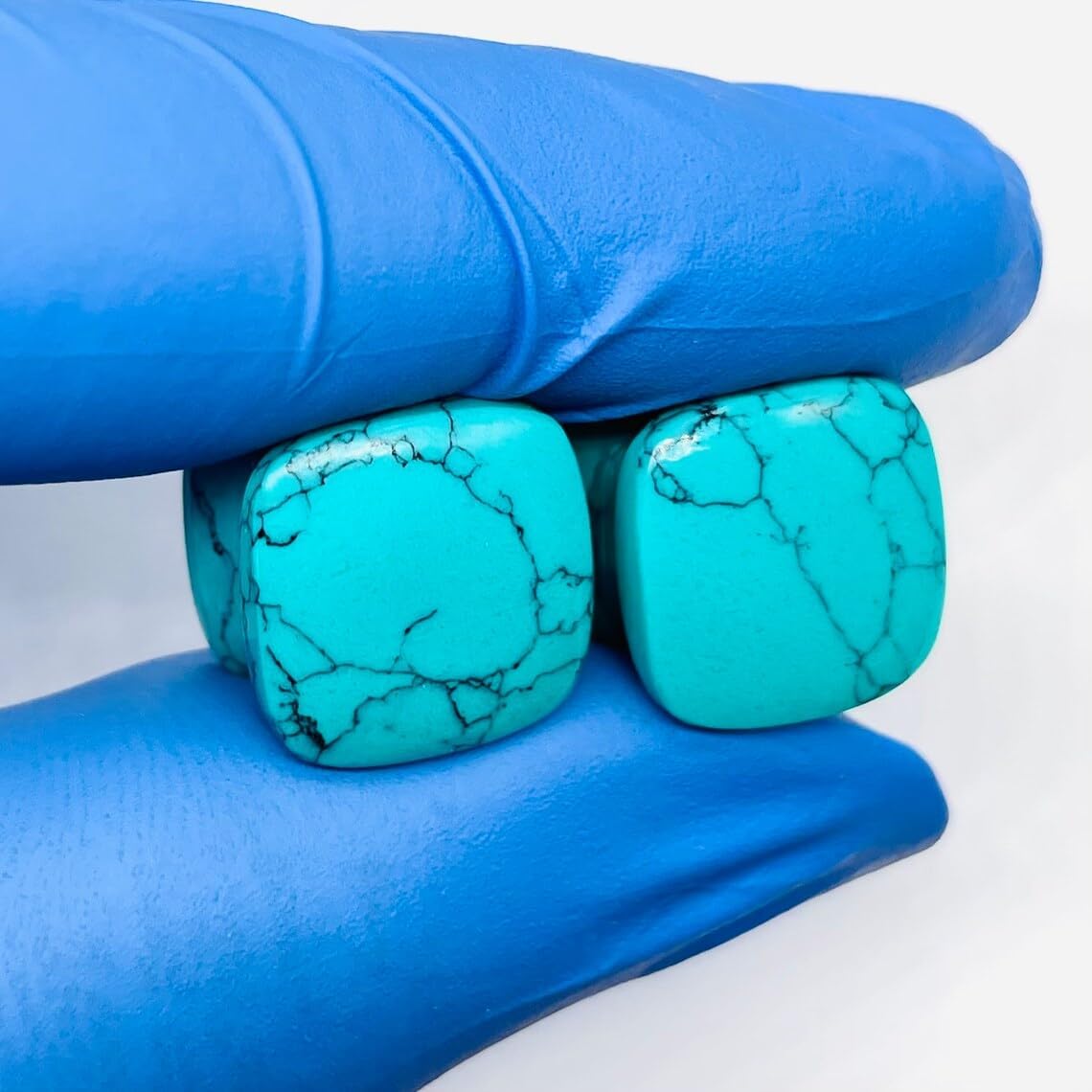Blue Turquoise Black Veining Double Flared Cushion Shaped Ear Plugs | Stone Body Piercing Jewelry | Handmade Ear Gauges for Stretched Ears | Unisex Tribal Jewelry