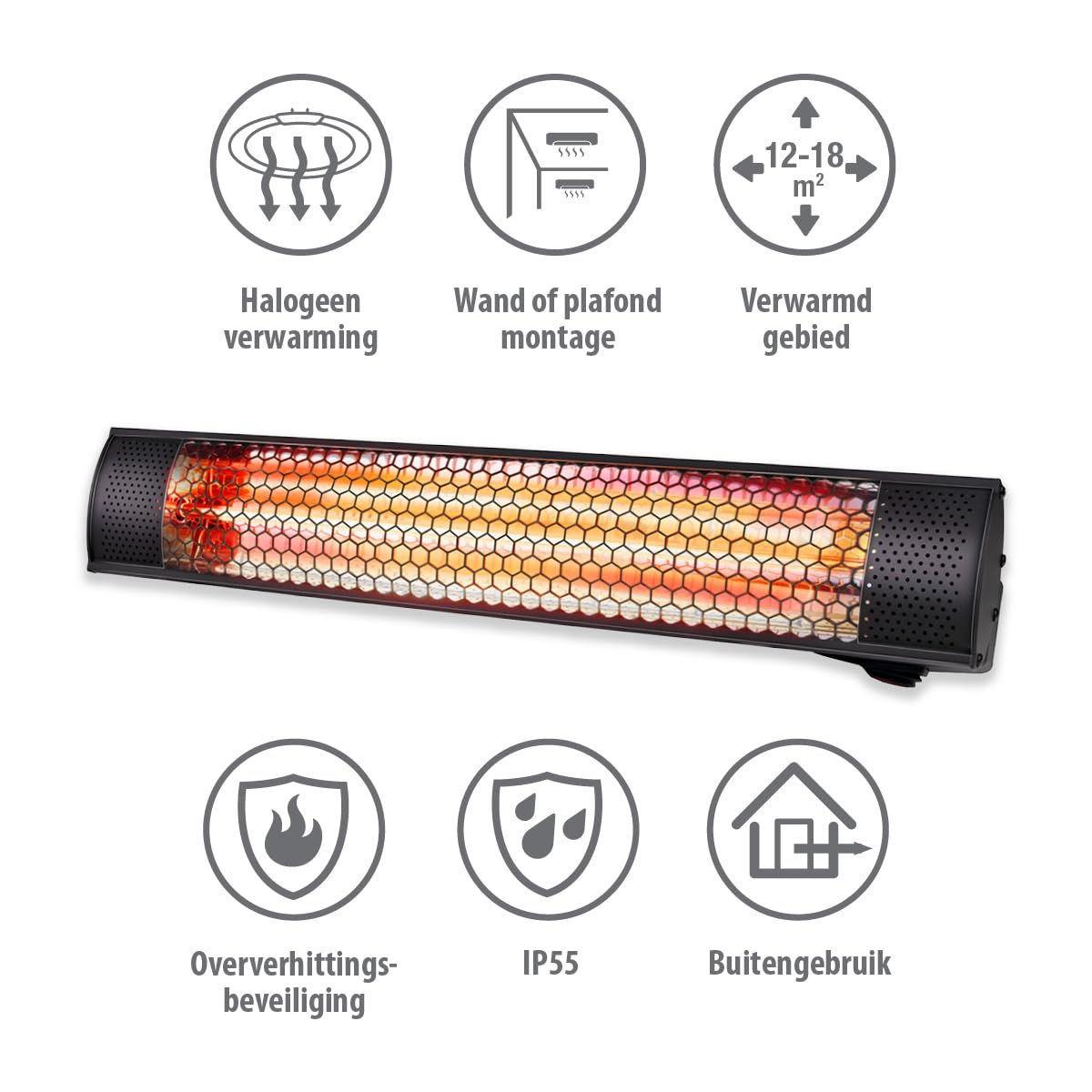 Alpina Heater Terrasverwarmer - Elektrische Verwarming - Binnen en Buiten - Infrarood - Hangend