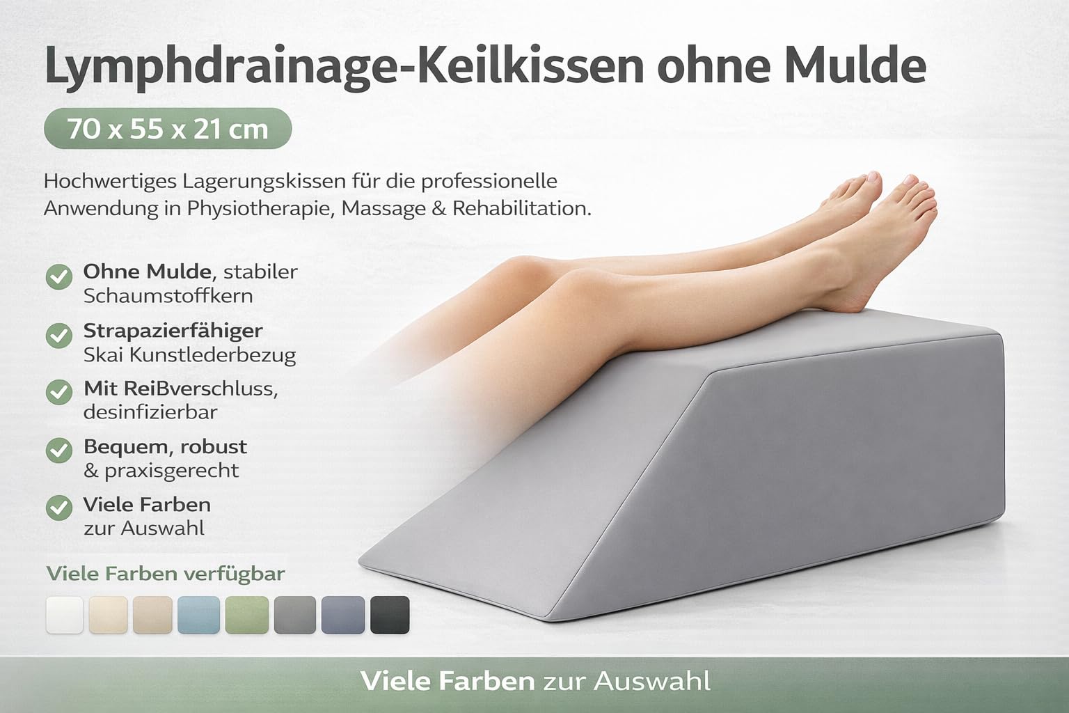 Venenkissen Lymphdrainage-Keilkissen (ohne Mulde flach) Beinkissen Lagerungskissen Made IN Germany (Schwarz)
