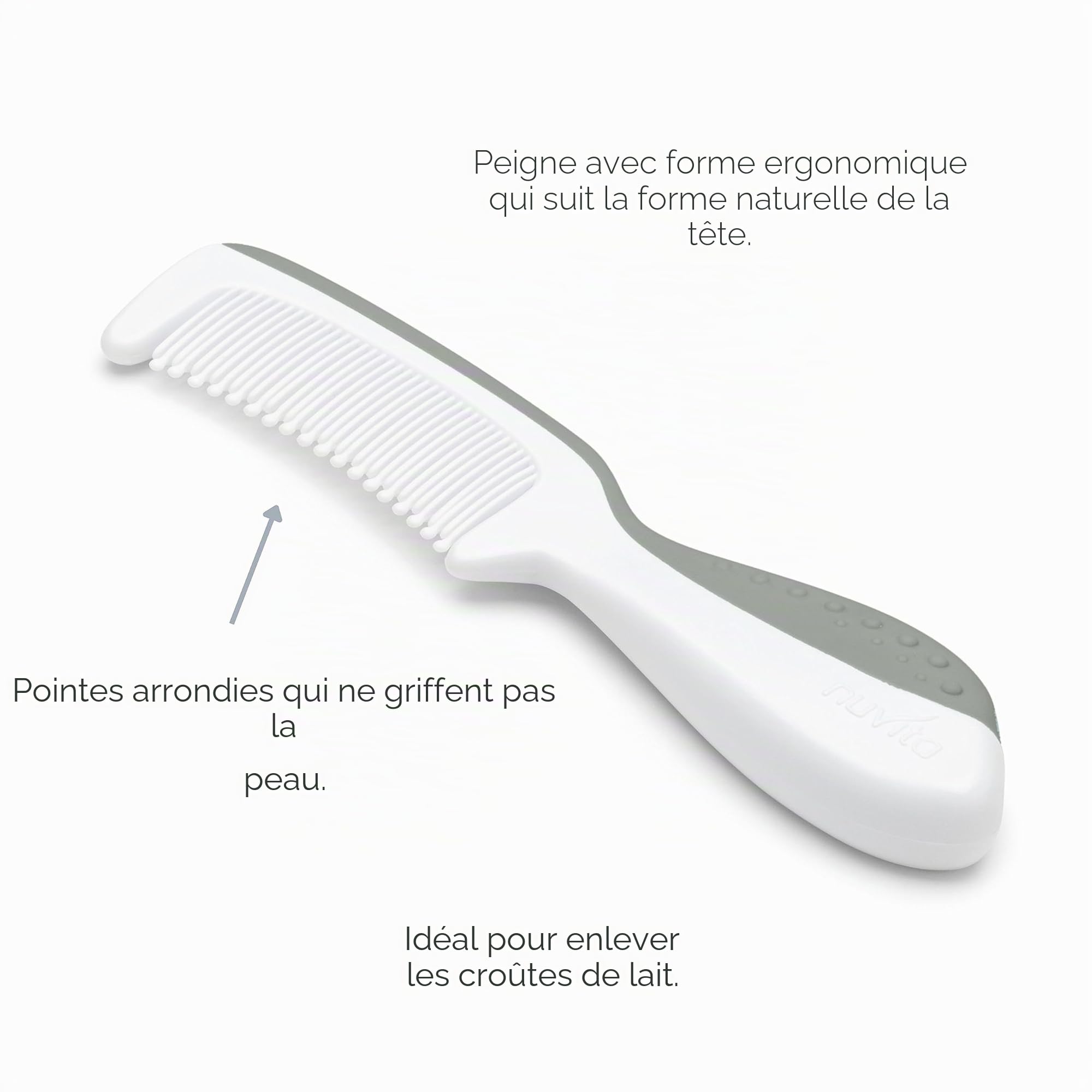 Nuvita 1137 Ensemble Peigne et Brosse en Poils Naturels de Laine - Ensemble de Soin des Cheveux - English Rose
