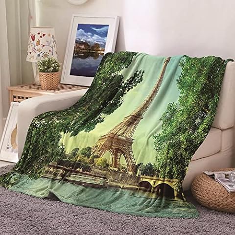 Fluffy Blankets Large Kids, Green Blanket Flannel Tower Blanket for Office Travelling Camping 52''X60'' Cover