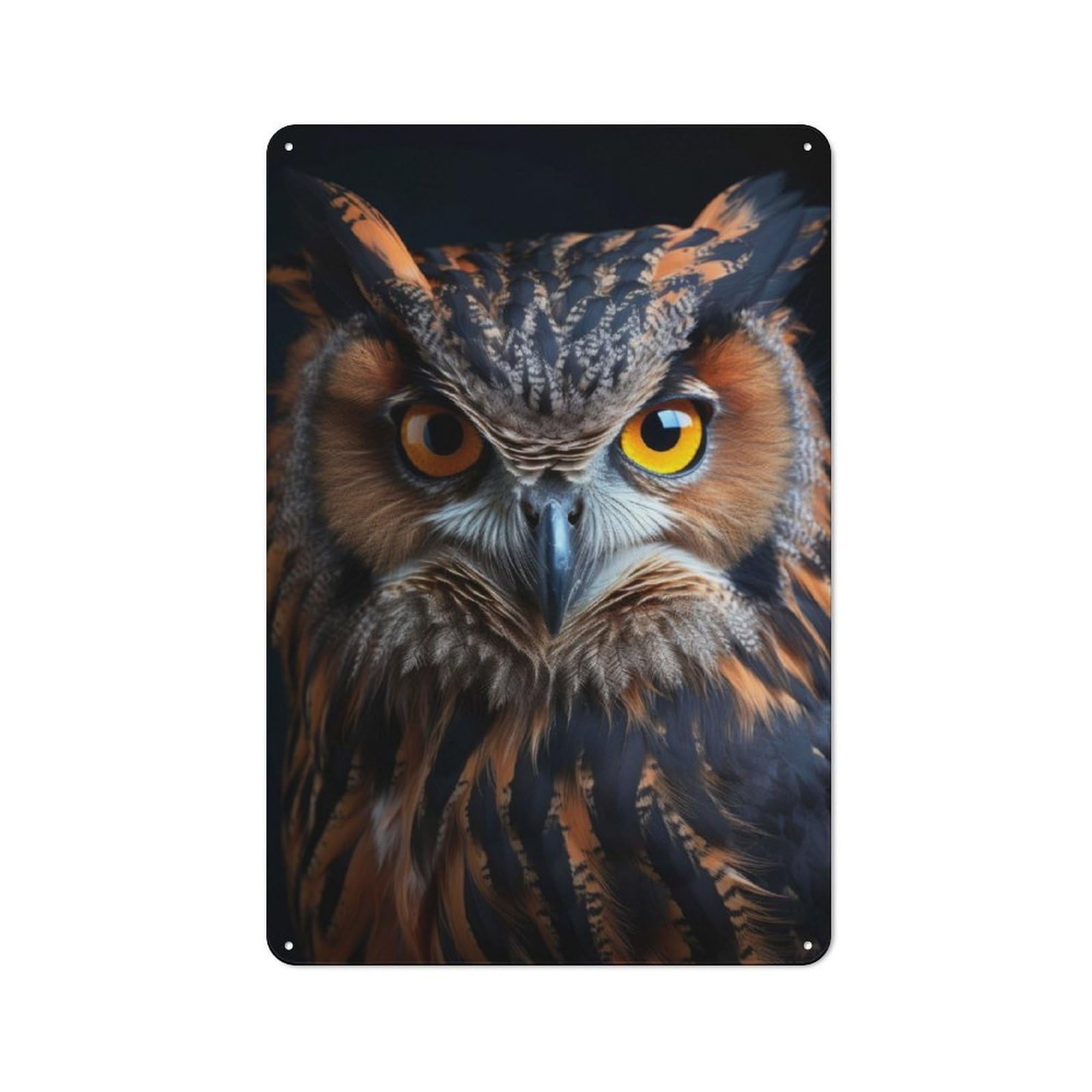Junmoney Cool Owl Animal Portrait Shed Style Metal Wall Decor 30X20cm, Tin Sign For Conservatory, Home Bar Or Utility Room
