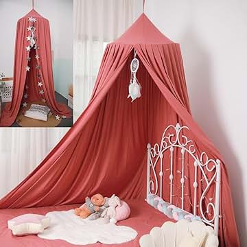 Princess Bed Canopy for Girls, Extra Large Hanging Canopy for Bed, Dreamy Play Tent for Girls Room Bedroom Decoration, Breathable Canopy Bed Curtain for Children Reading Nook - Rose Red