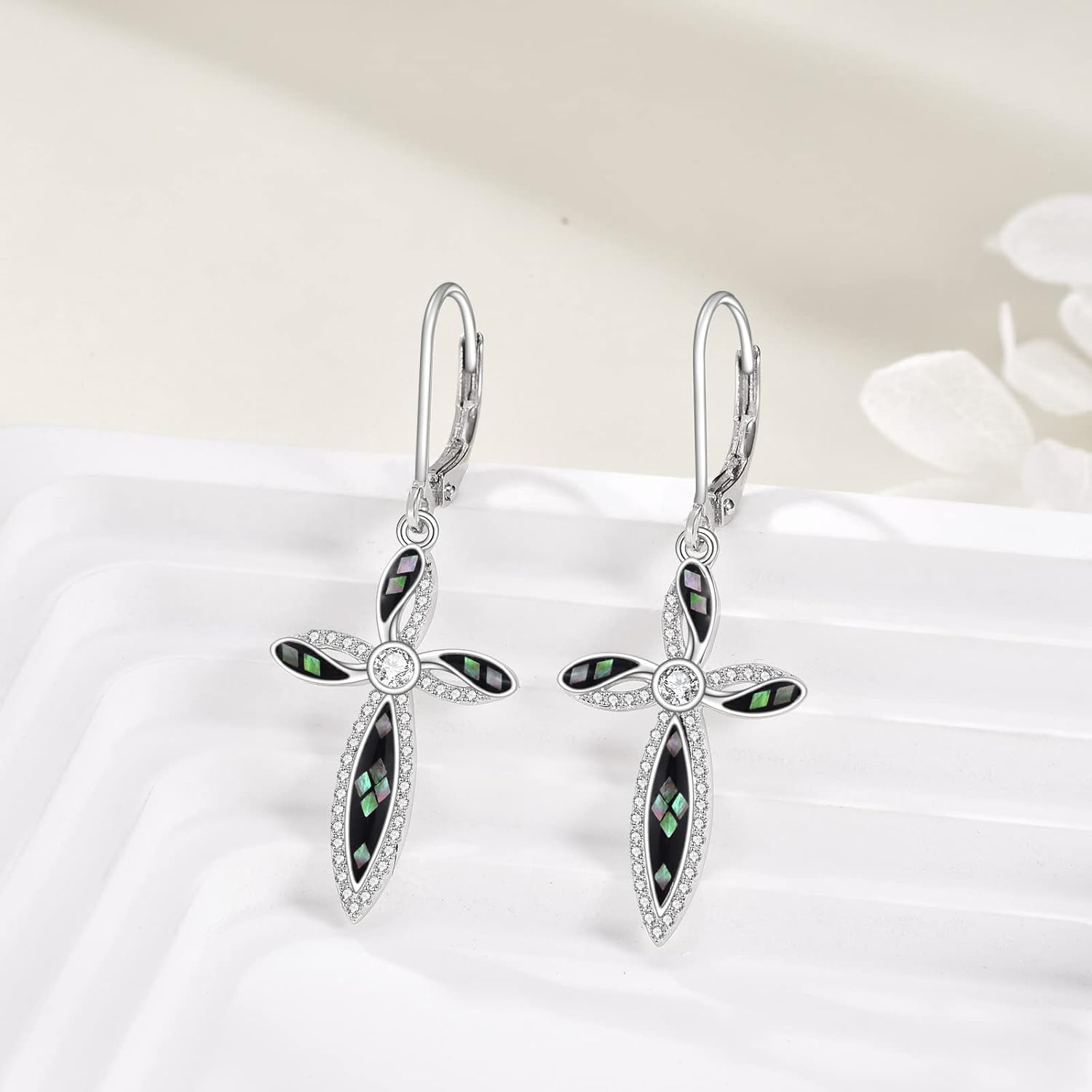 Cross Earrings 925 Sterling Silver Dangle Earring Gifts for Women - Image 2