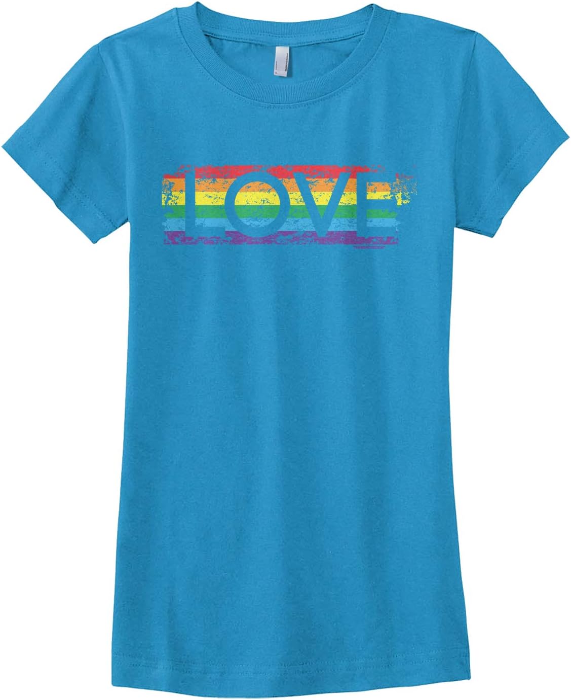 Threadrock Big Girls' Gay Pride Rainbow Love Fitted T-Shirt
