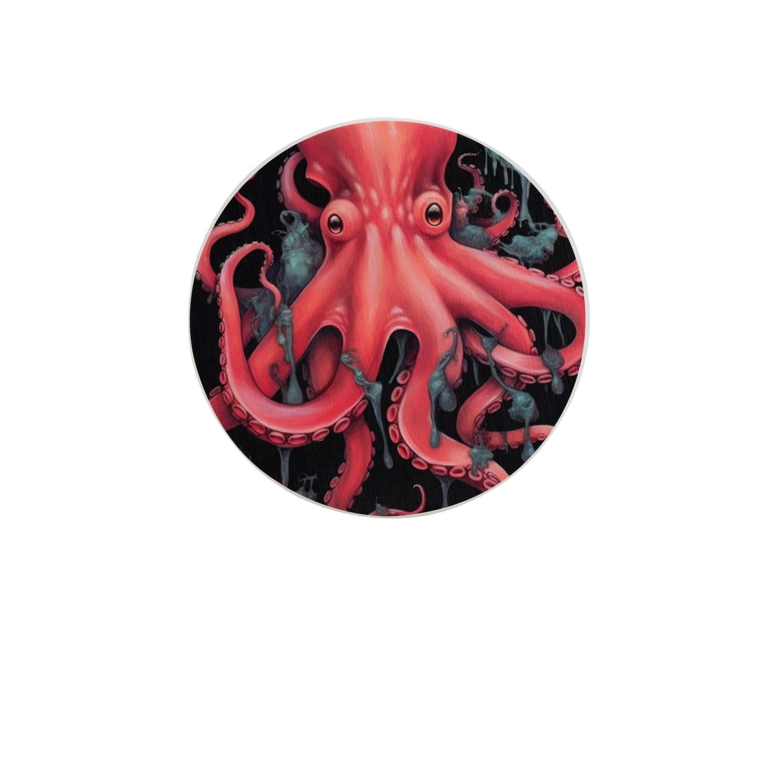 Octopus Intertwined Absorbent Drink Coasters Diatomaceous Round Coaster 4 Inch Reusable Cup Coasters Set 4pc