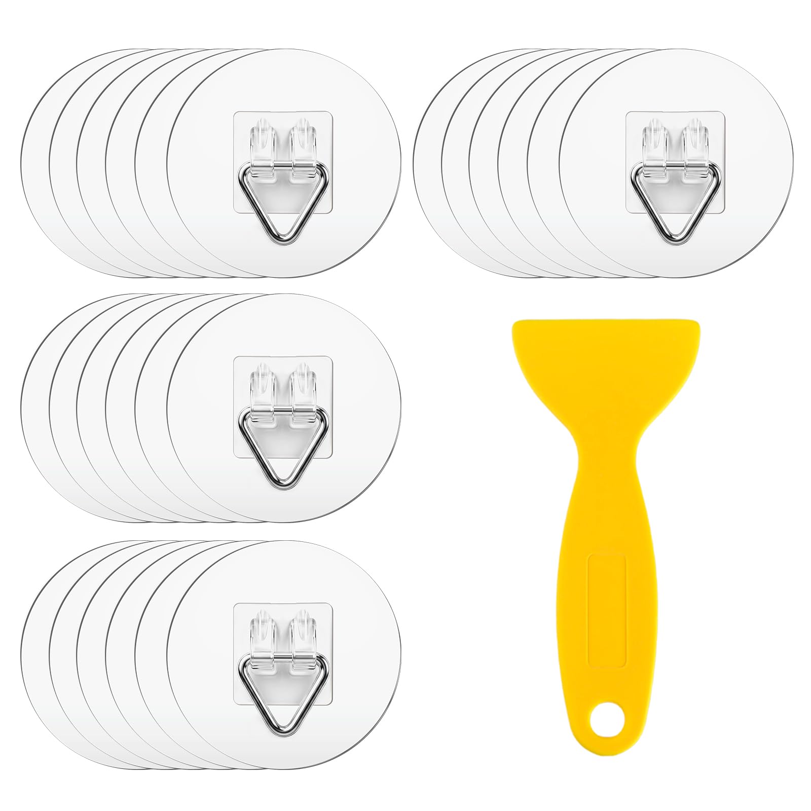 Flintronic 24PCS Self Adhesive Picture Hooks, Heavy Duty Transparent Sticky Hooks, Without Nails Adhesive Wall Hooks, Waterproof Frame Hangers Sticky Hooks for Photos, Poster, Wall Art Decor