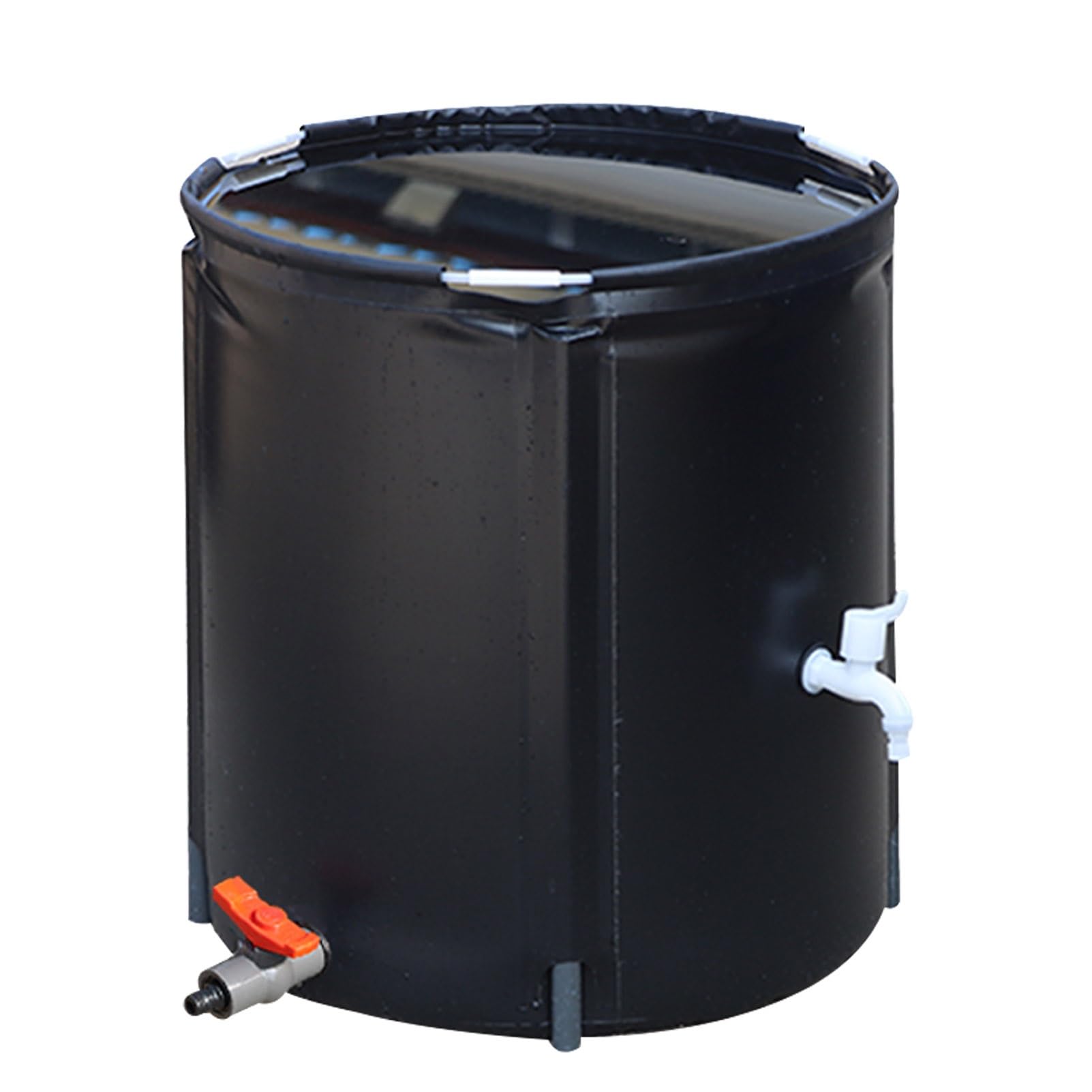 Depósito de almacenamiento de agua portátil plegable de PVC de 100 L con espiga, colector de agua de lluvia ideal para jardín al aire libre y uso en césped, color negro