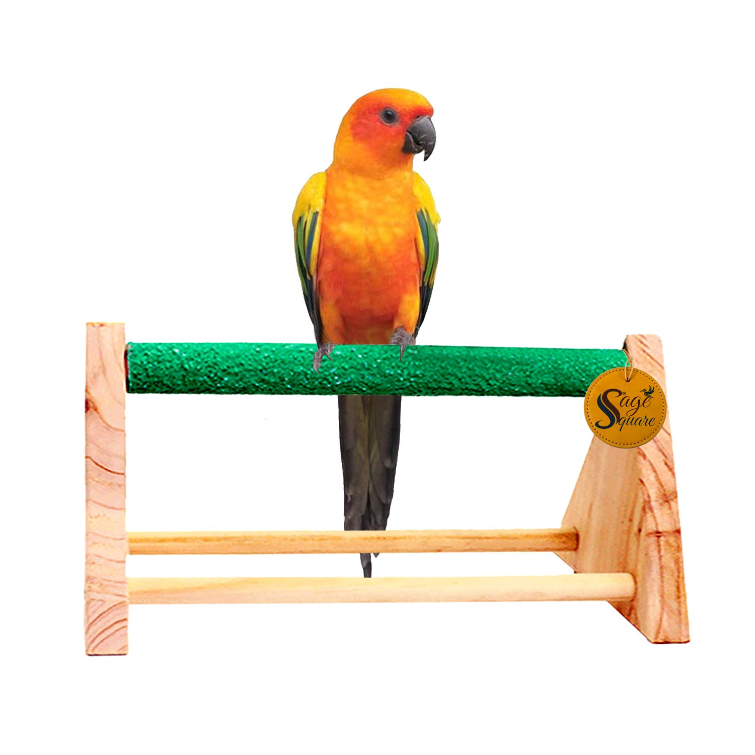 Sage Square 11" / 28 cm Natural Wooden Table Playful Climbing Cum Training Perch Bird Sand Stand/Bird Toy (B087CQXJ2V) Amazon Price History, Amazon Price Tracker