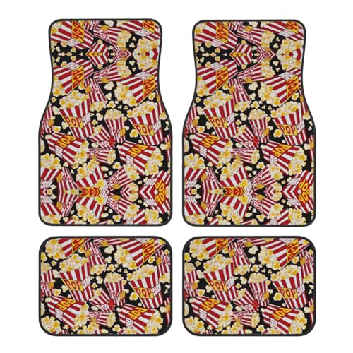 Tapis de voiture motif popcorn l Ensemble universel de 4 pièces pour berline et SUV