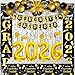 Graduation Decorations Class of 2026, Black and Gold Graduation Decorations, 2026 Graduation Party Decorations with Congrats GRAD 2026 Banner Tablecover Balloons for College High School Nursing