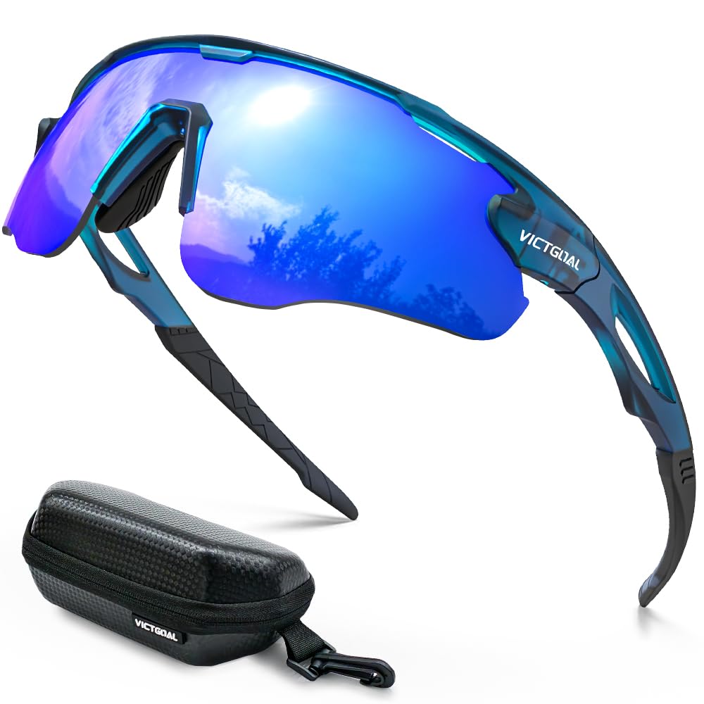 Victgoal Fahrradbrille Herren Damen mit Polarisiert Linse UV400 Schutz Sport Sonnenbrille TR90 Rahmen Ultraleicht MTB Fahrrad Brillen für Radfahren Laufen Fischen