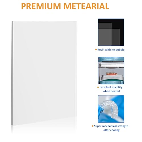 Miniatura 2 de ANNWAH 20 hojas de férula para formación de vacío dental, materiales de termoformado para máquina formadora de vacío de 5 x 5 pulgadas (duro, 0.039