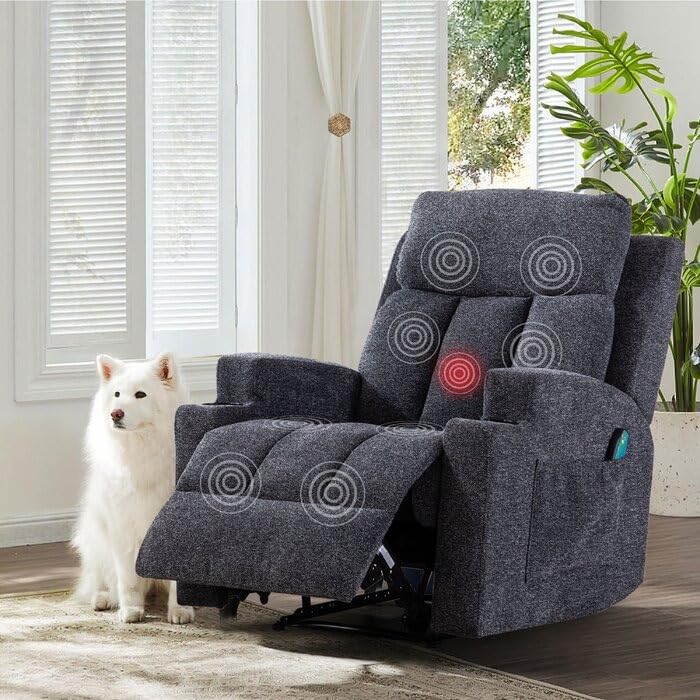 Image of Torque - Clinton 1 Seater Fabric Manual Recliner | Recliner Sofa /Chair for Living Room, Bedroom, Office (Dark Grey) | 1 Year Warranty