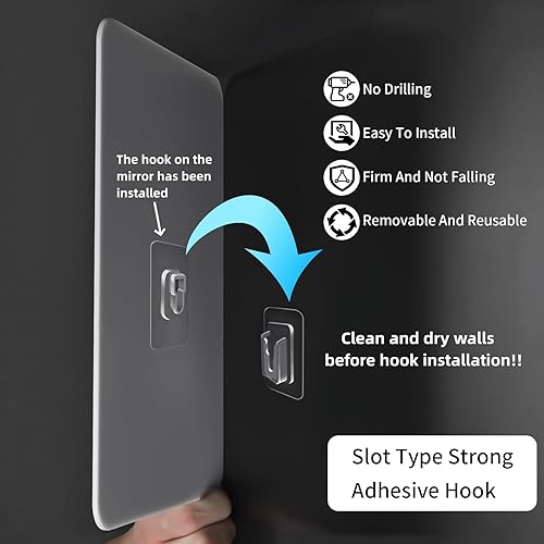 Miniatura 3 de EUAIAJ Espejo de ducha sin niebla para afeitar, grande (10.2 x 7.8 pulgadas), espejo antivaho inastillable y sin perforaciones, espejo de afeitado