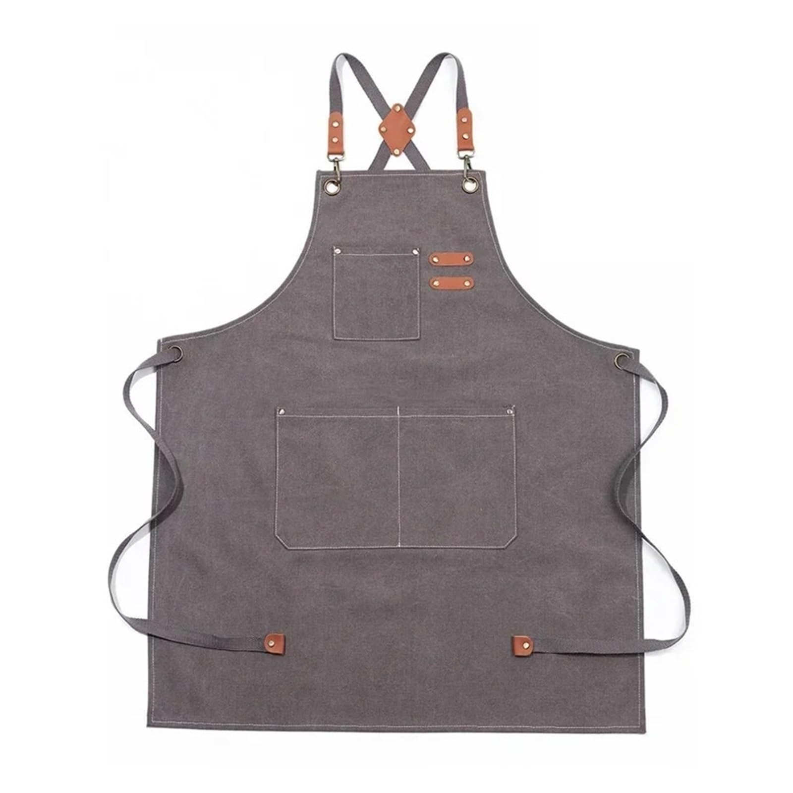 Schürze Kochschürzen for Männer und Frauen mit großen Taschen, Baumwoll-Canvas gekreuzter Rückseite, strapazierfähig, verstellbare Arbeitsschürze