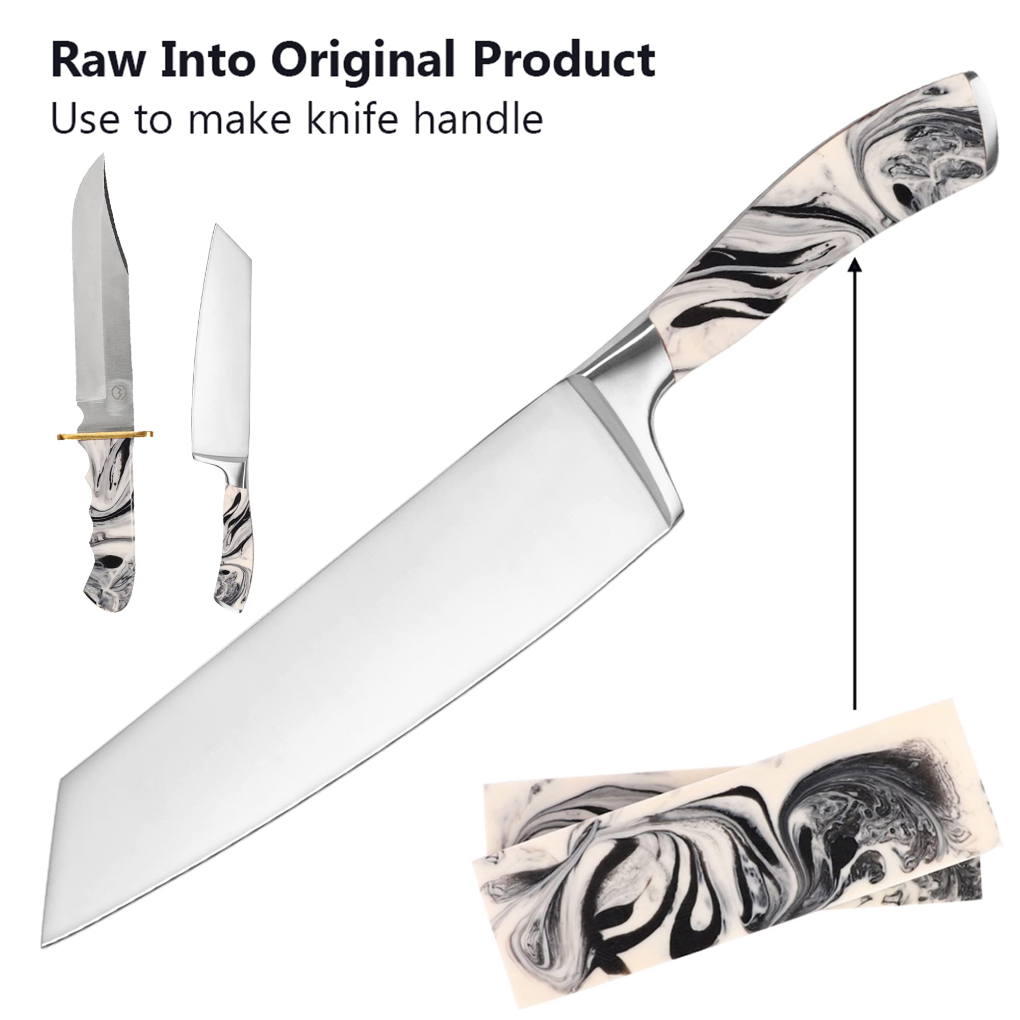 Buddha4all Resin Knife Scales Streaked Scales Fixed Blade Hunting Knife Pair Handles Material for Knifes (Marble)