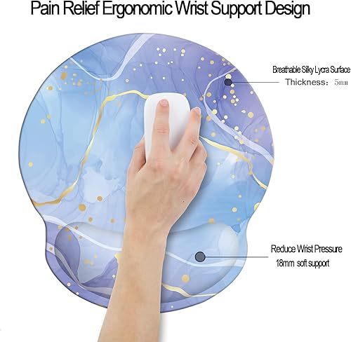 Miniatura 3 de Alfombrilla de espuma viscoelástica para mouse con soporte de muñeca, cómoda alfombrilla acolchada de 9 x 10 pulgadas, alfombrilla de mouse para