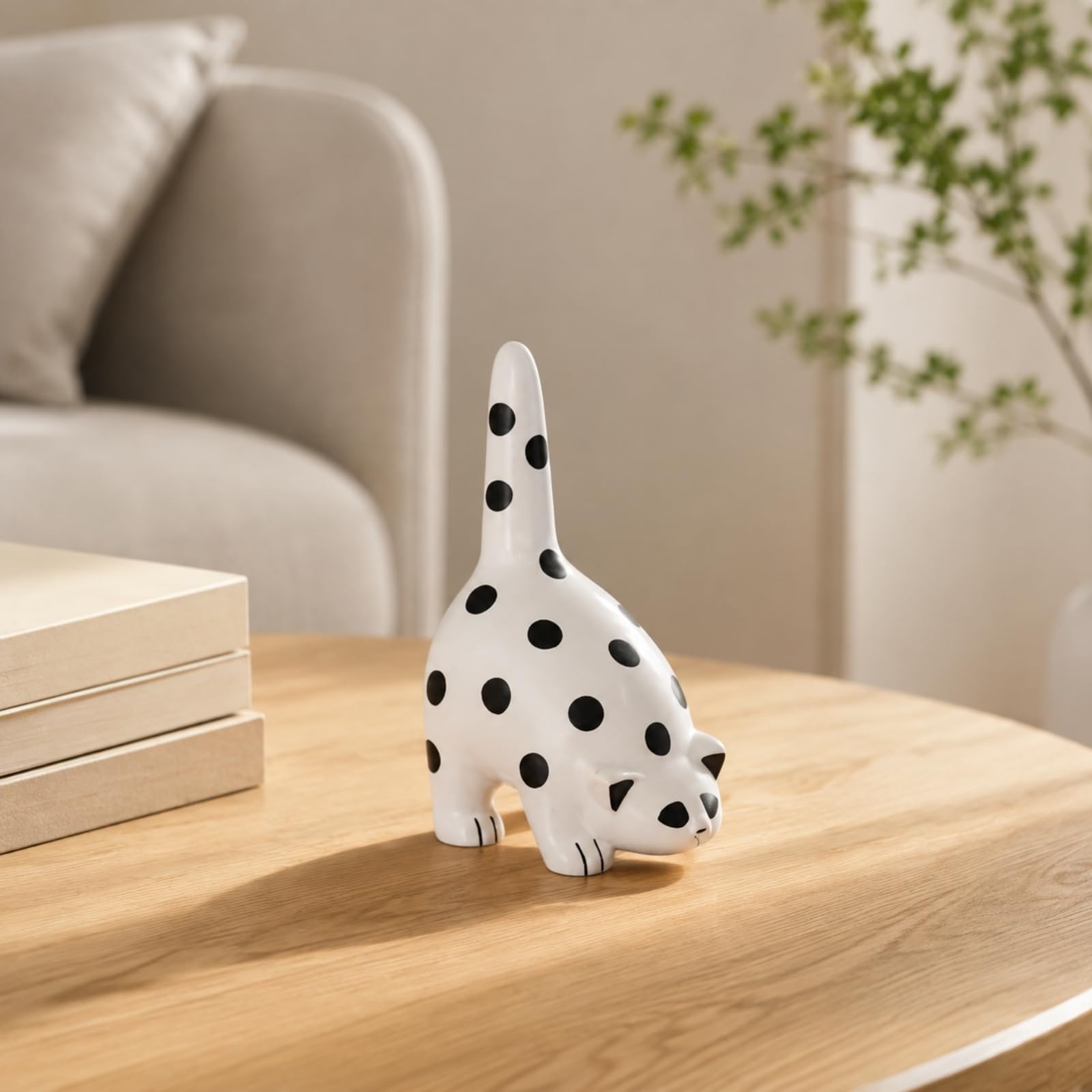 Soprammobile a Forma di Gatto | Finitura Opaca Liscia, Statuetta a Forma di Gatto, Minimalista, Statua, per Tavolo, Libreria, dei, L