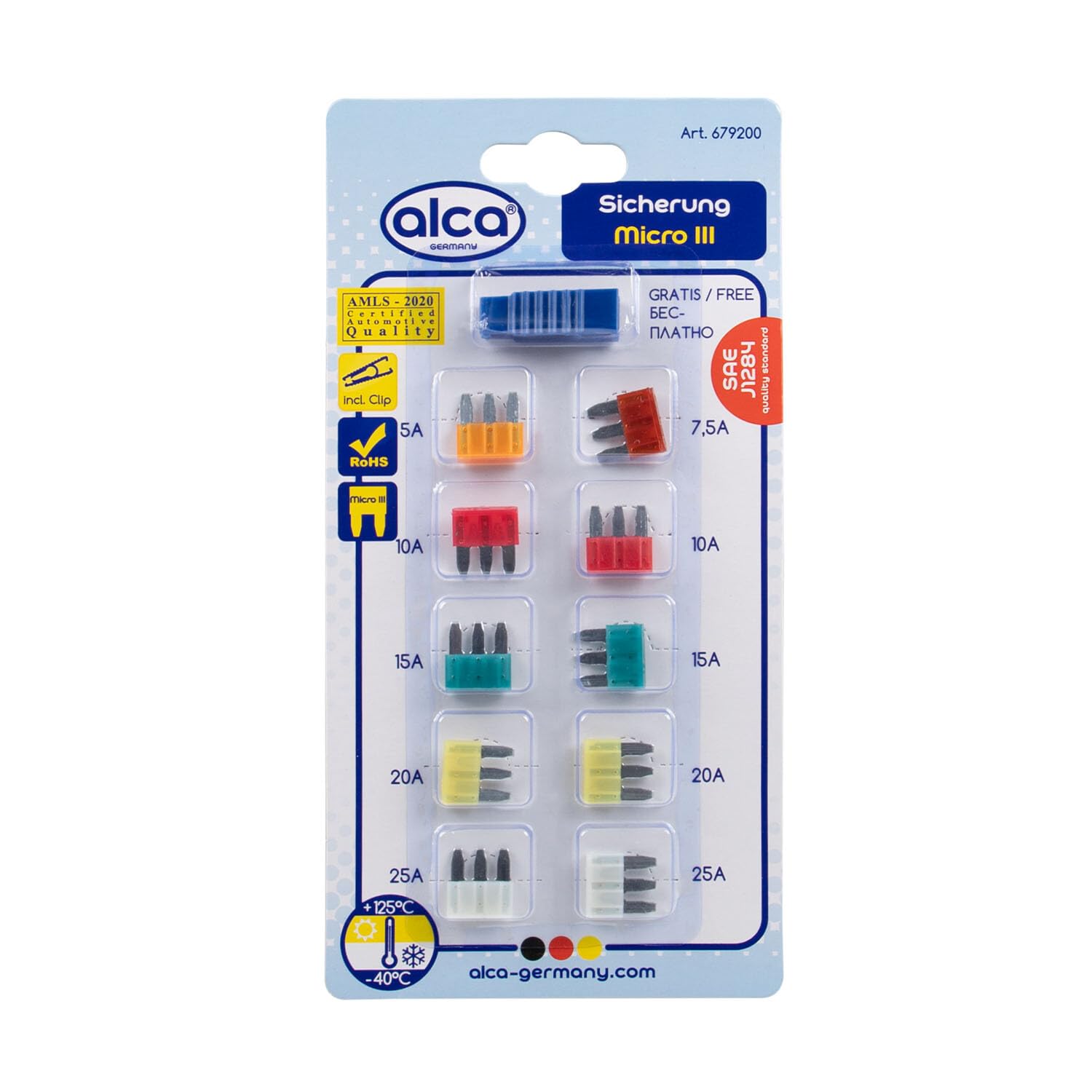 alca® Flachsicherungen Micro III – 5–25 A, 10 Stück im Blister