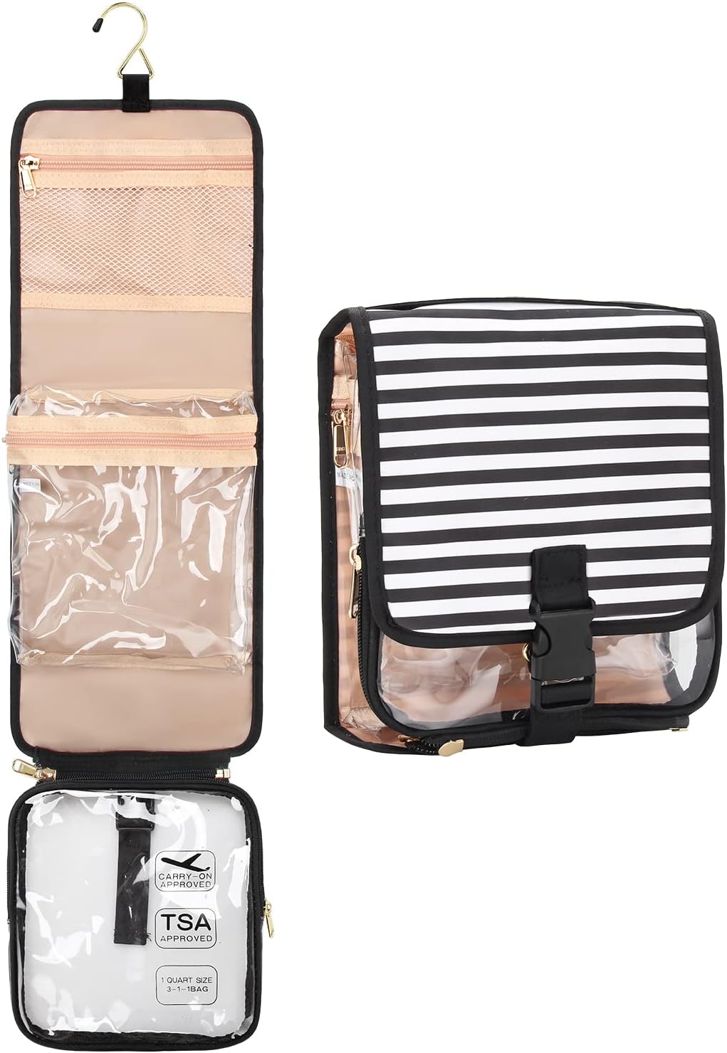 Small Hanging Toiletry Bag with Detachable Clear TSA