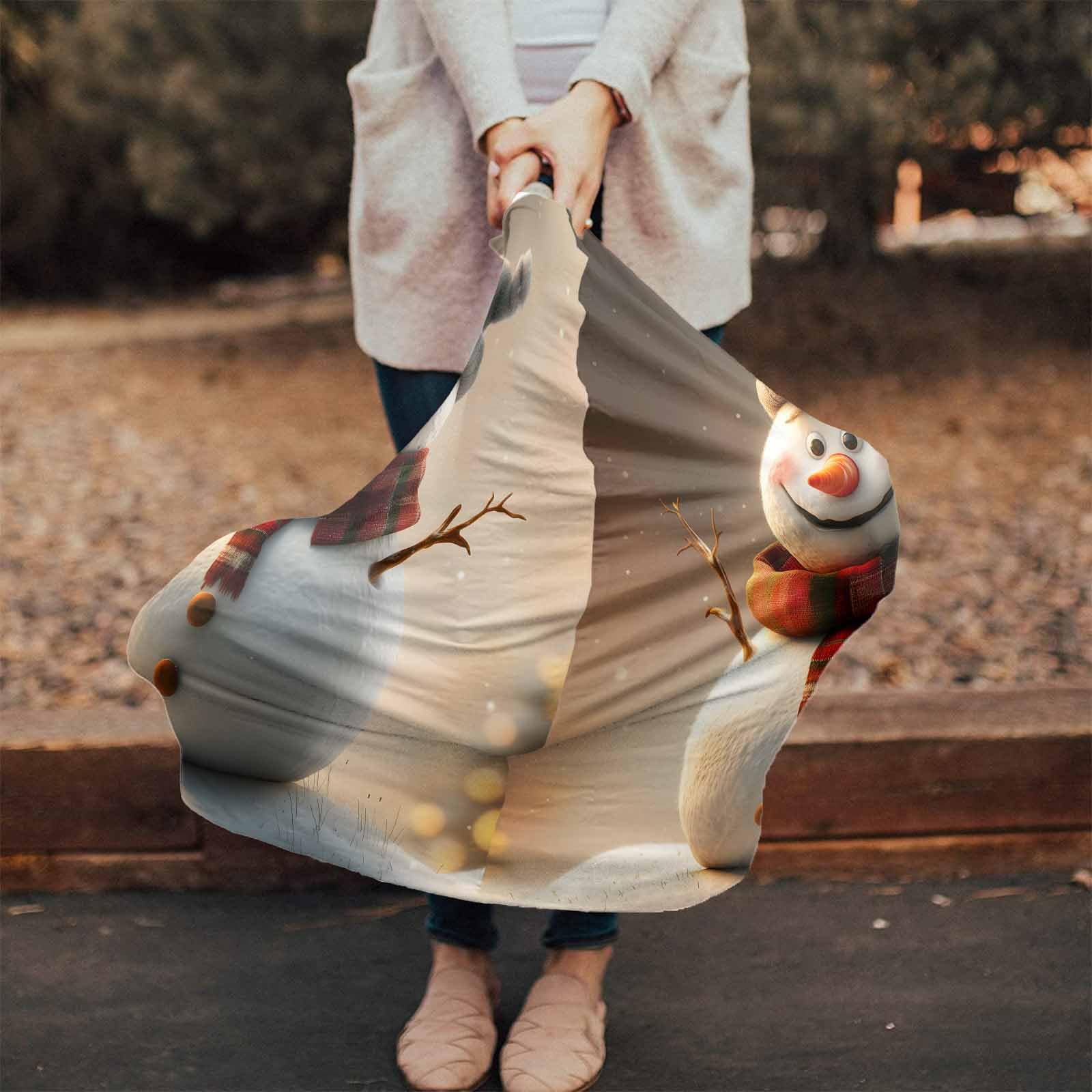 Nursing Cover for Breastfeeding Scarf, Christmas Winter Funny Snowman Baby Car Covers Super Soft Multi Use for Canopy Shopping Cart Cover Blanket Stroller Cover