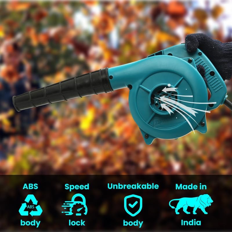 Image of TOMAHAWK T 730 Cord Blue Air Blower 600W, 16500 RPM Variable Speed Powerful Handheld Blower, Lawn Care, Snow Blowing, Dust Cleaning | Leaf Blower for Home, Workshop & Professional Use
