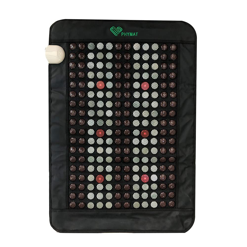 PHYMAT Jade Far Infrared Heating Pad 31x21 Inch - Red Photon Jade Tourmaline Heating Mat - Hot Stone Negative Ion Infrared Mat, Fatigue Relieve, Auto Shut-Off, Smart Controller (31"x21")