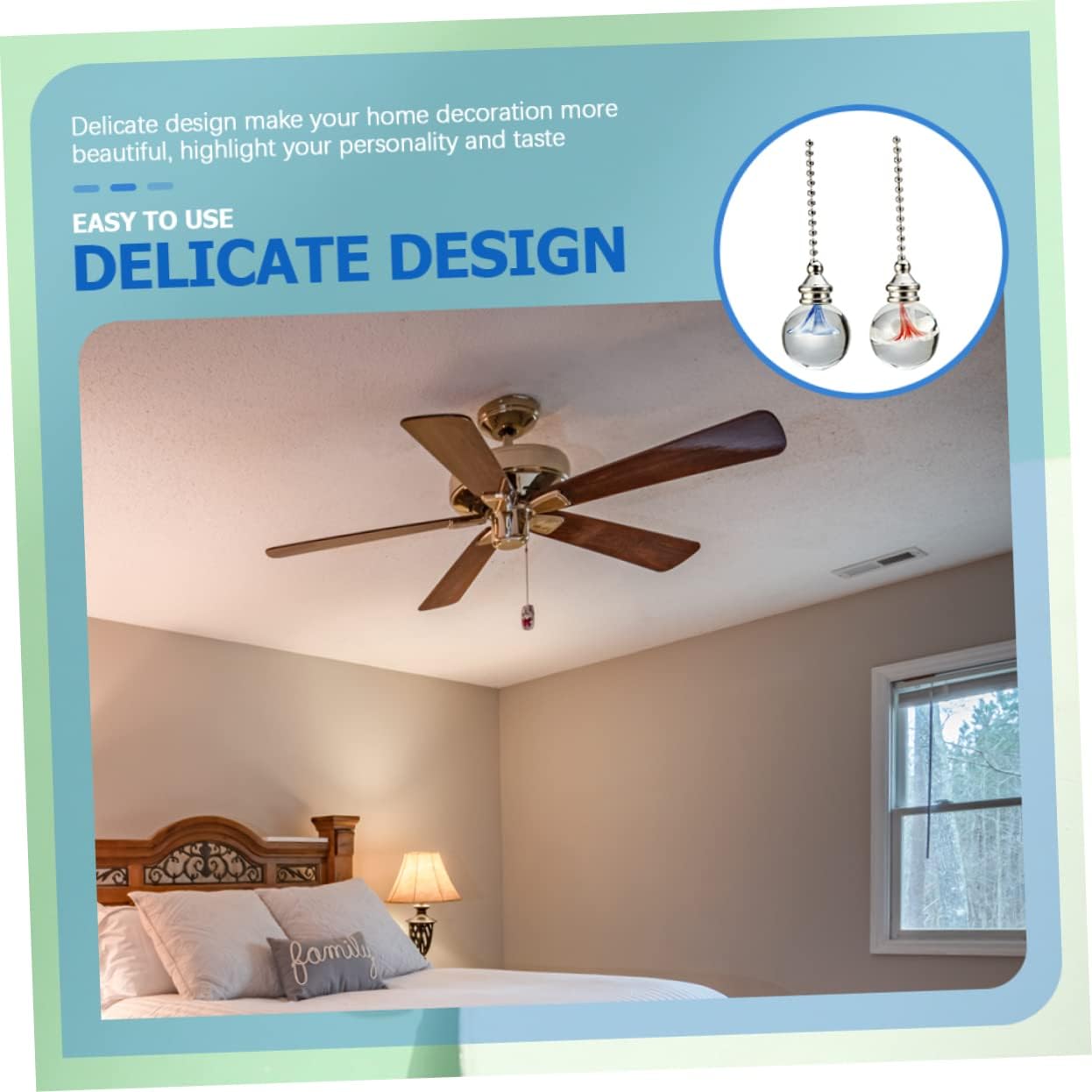 DOITOOL 10pcs Decorative Fan Pull Chain Extenders Chic Ceiling Lamp Chain Extension Easy Install for Bedroom Living Room Hallway Replacement for Broken Pull