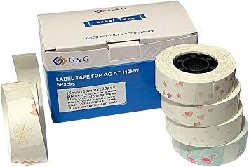 5 rolls of G&G labels with different designs 230 individual labels each 15 x 30 mm