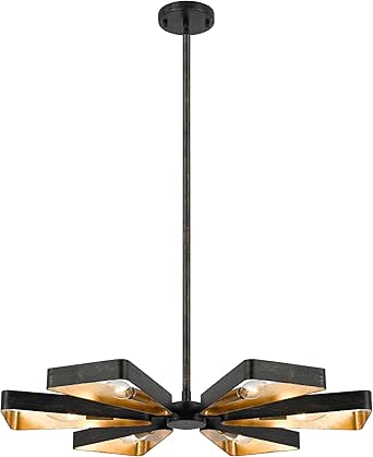 Crystorama Luna 6 Light English Bronze + Antique Gold Chandelier