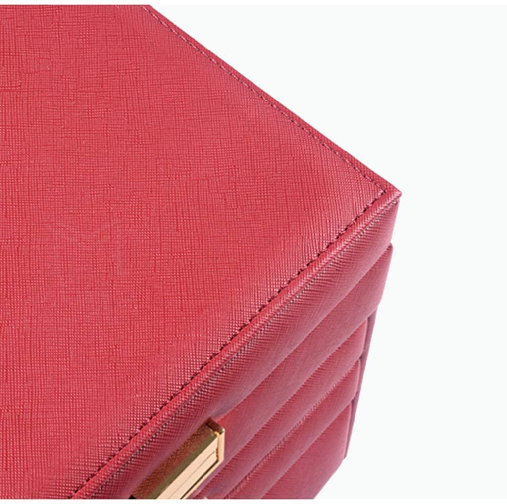 XBTGS Joyero organizador de joyas de 4 capas con cajón, organizador de joyas, caja de almacenamiento portátil de joyería de piel sintética, exquisitas cajas de joyería, A-rojo,