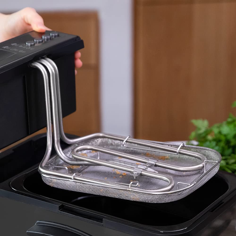 Cecotec Friteuse numérique Cleanfry Luxury 3000 Black. Design élégant en acier inoxydable et laquée noir avec 3,2 L de capacité et 5 programmes préétablis. (3,2 L, Dark)