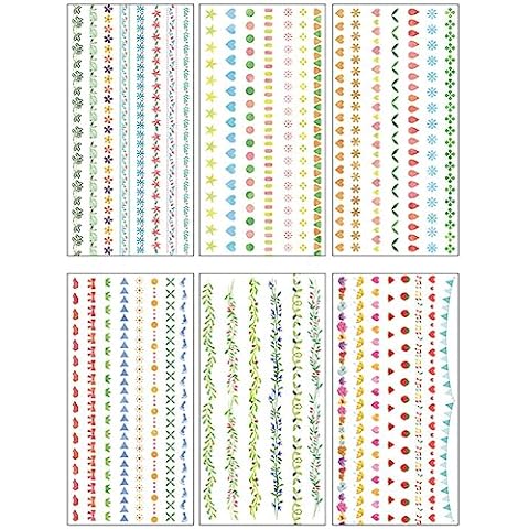 (Pack of 2) Basic Scrapbooking Stickers - Flower Vine Heart Star Shapes Colorful Divider Line DIY Sticker for Art Crafts Journaling Scrapbook Journal Planner Album Letter Photo Frame Plant Pot Cover