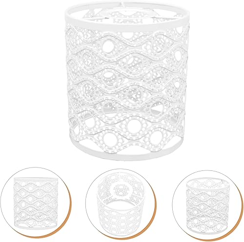 Miniatura 3 de OSALADI Pantalla de lámpara de metal de bombilla blanca Pantalla de lámpara blanca Pantalla de lámpara colgante Pantalla de lámpara decorativa