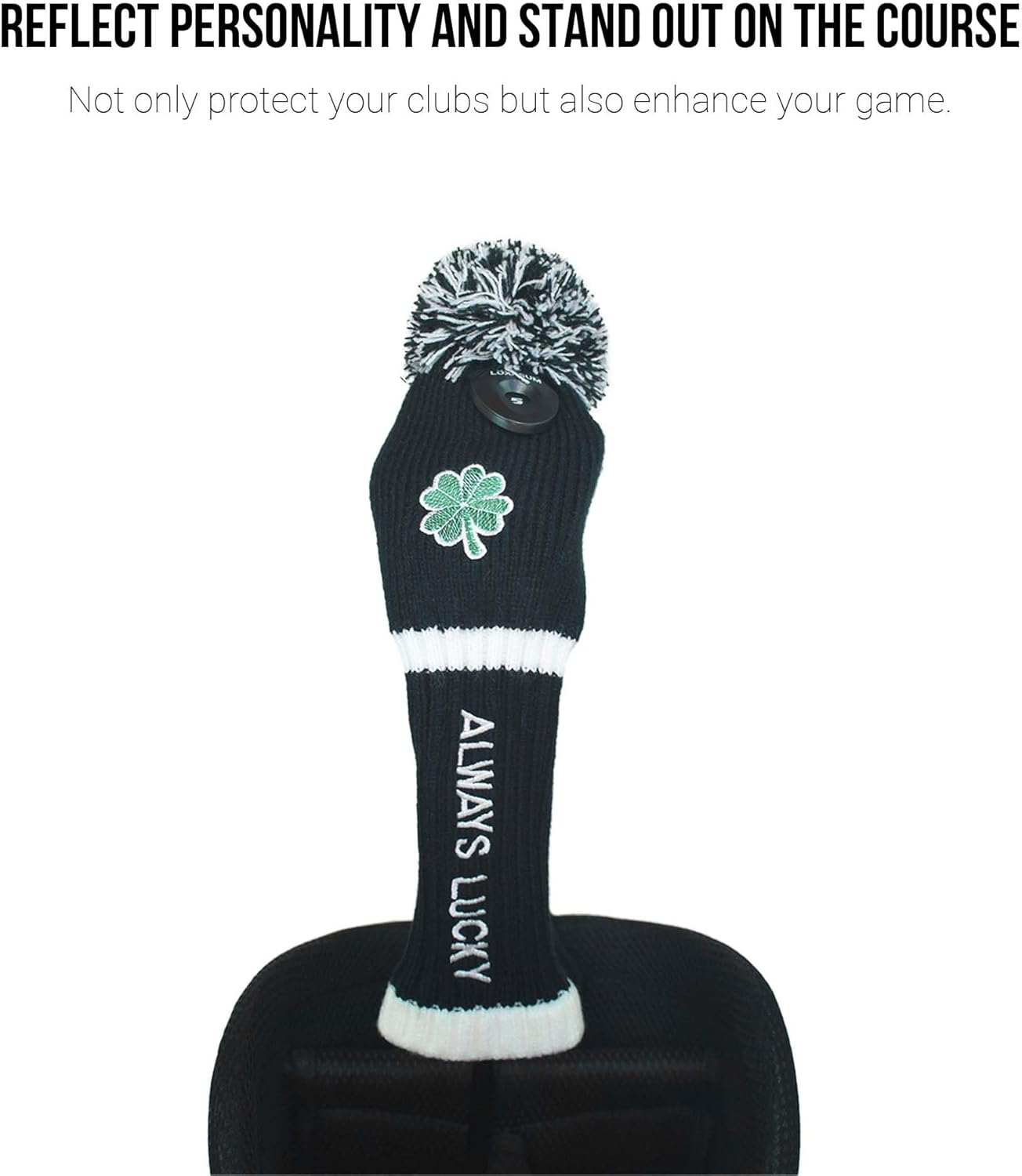 ゴルフクラブヘッドカバー 1 3 5セット ニット 聖パトリックの日ギフト オリジナルクローバー刺繍 Always Lucky 46