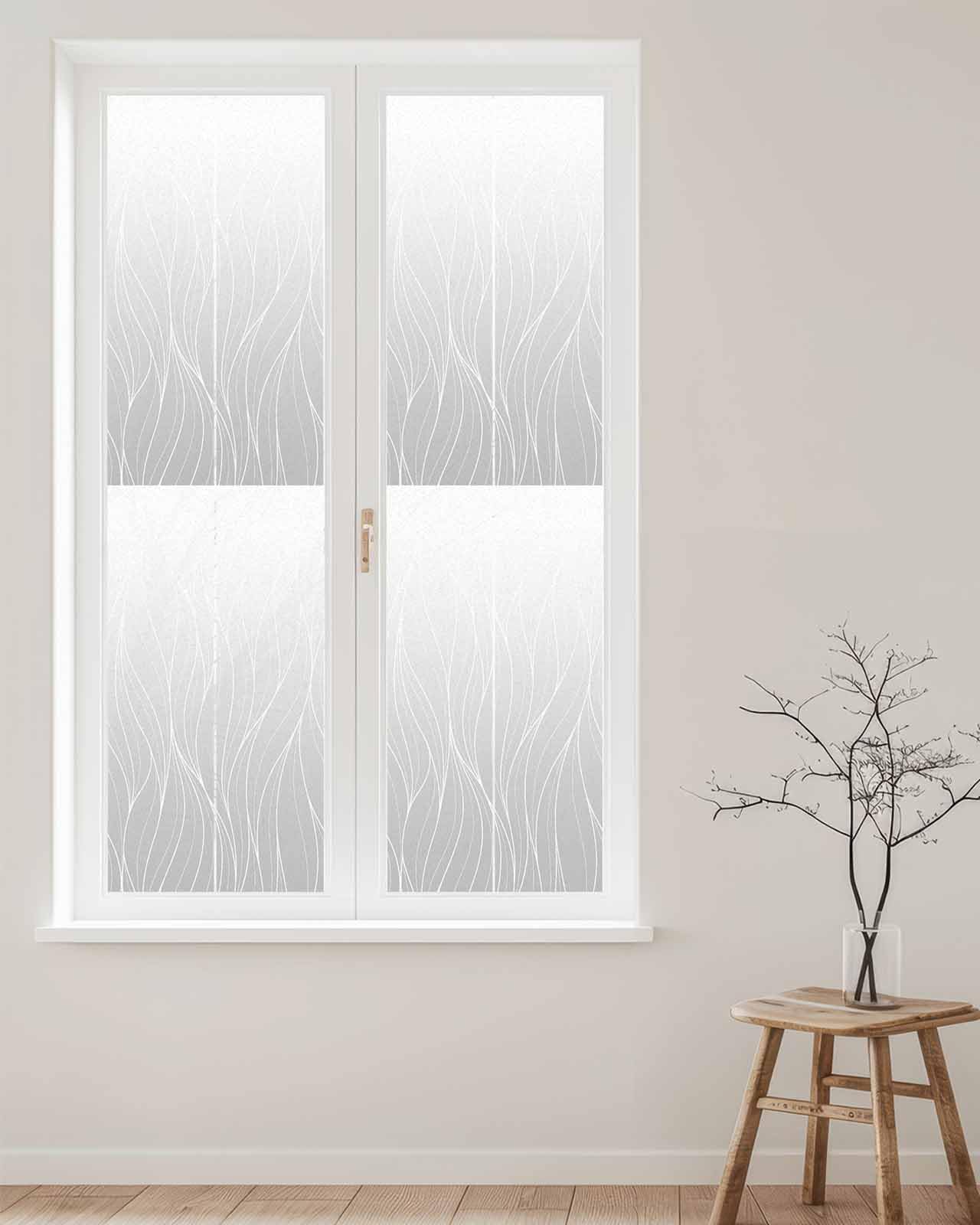 Geometric Ombre Window Privacy Film Stained Glass Window Film Decorative Window Cover Static Window Cling for Glass Door Modern Gradient Grey Window Stickers for Bathroom 17.7