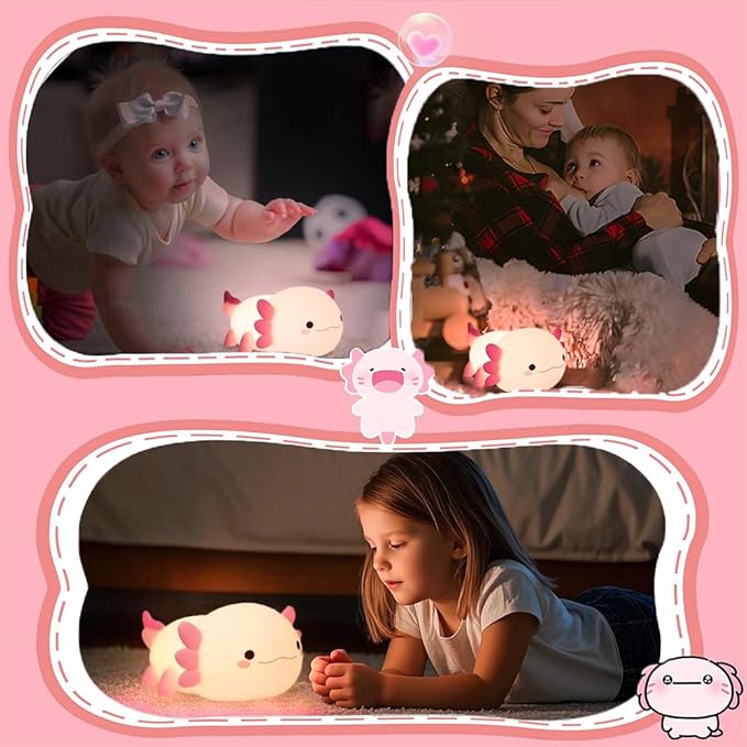 Lámpara nocturna Axolotl de silicona para niños con control táctil miniatura 6