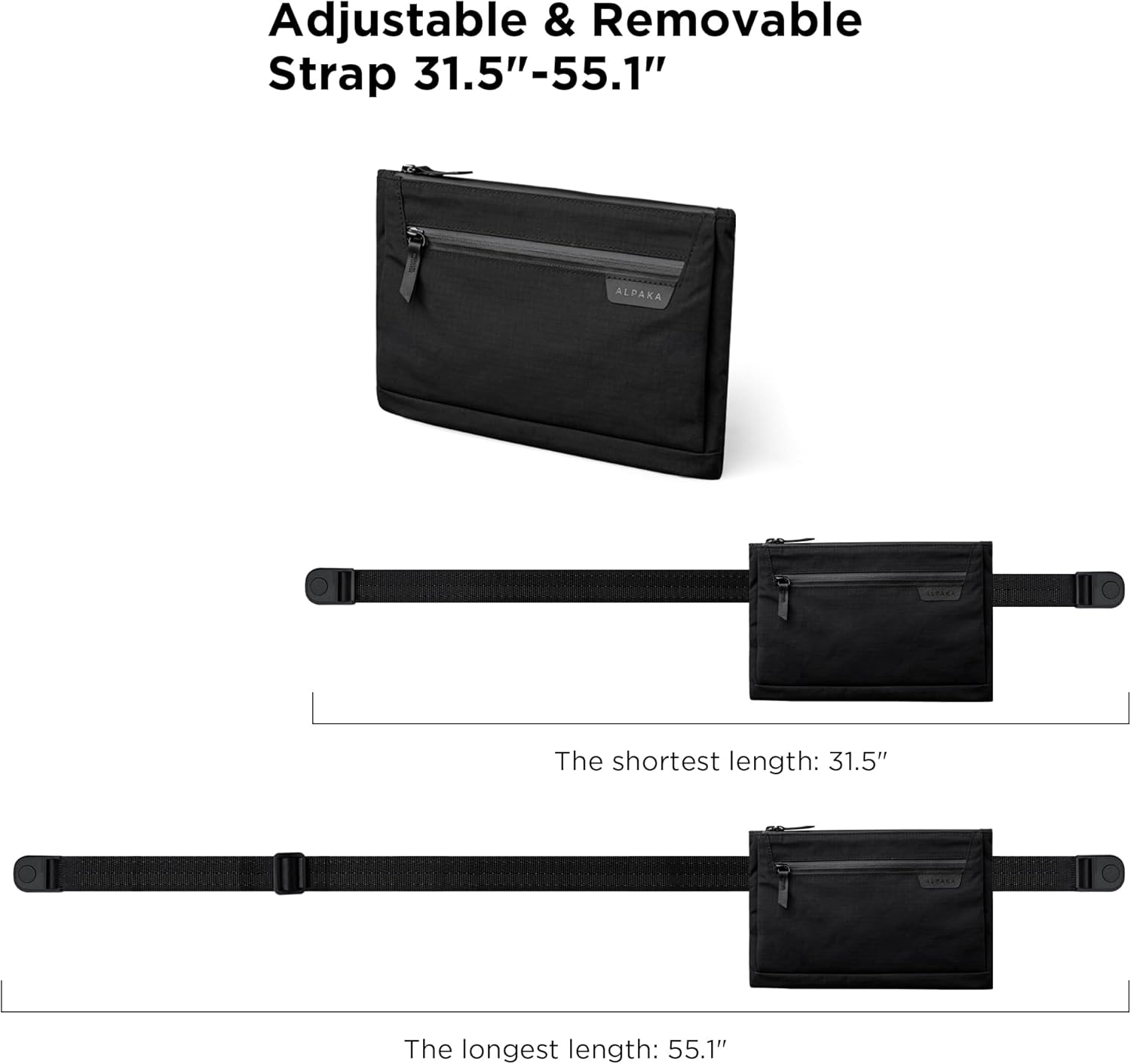 ALPAKA Zip Pouch Max V2 - Black Axoflux 210D Water Resistant Fabric, Weatherproof YKK Zippers,Front Zip Pocket, Compact Men Sling Bag - Passport Holder & Travel Wallet Pouch for Family Men - Image 6