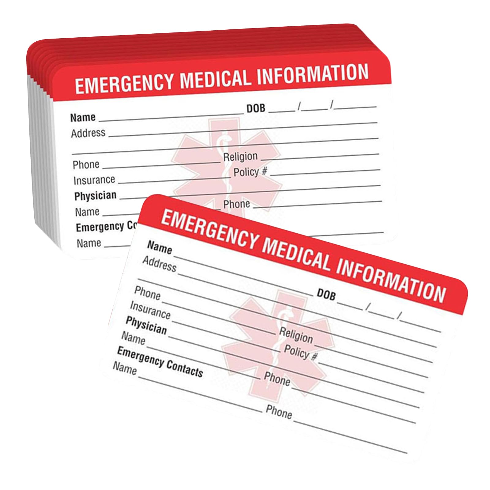 Emergency Medical Information ID Card 10 Pcs, Emergency Contact ID Cards Medical Alert Card for Wallet Phone Pocket Handbags