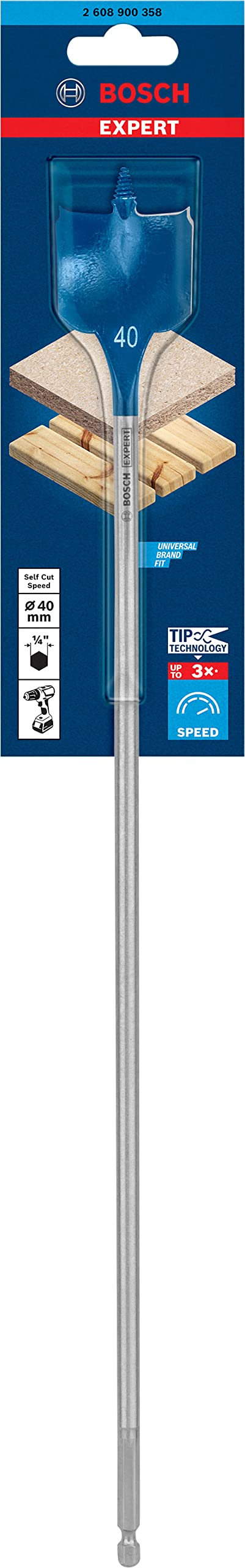Bosch Professional 7x Set de brocas fresadoras planas Expert SelfCut Speed (para Madera blanda, Aglomerado, Ø 16-32 mm, accesorios Taladro de impacto rotativo) — view 14