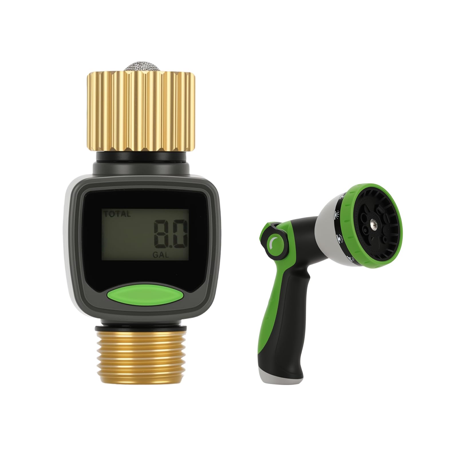 Water Flow Meter with Nozzle - Measure Gallons/Liters -1