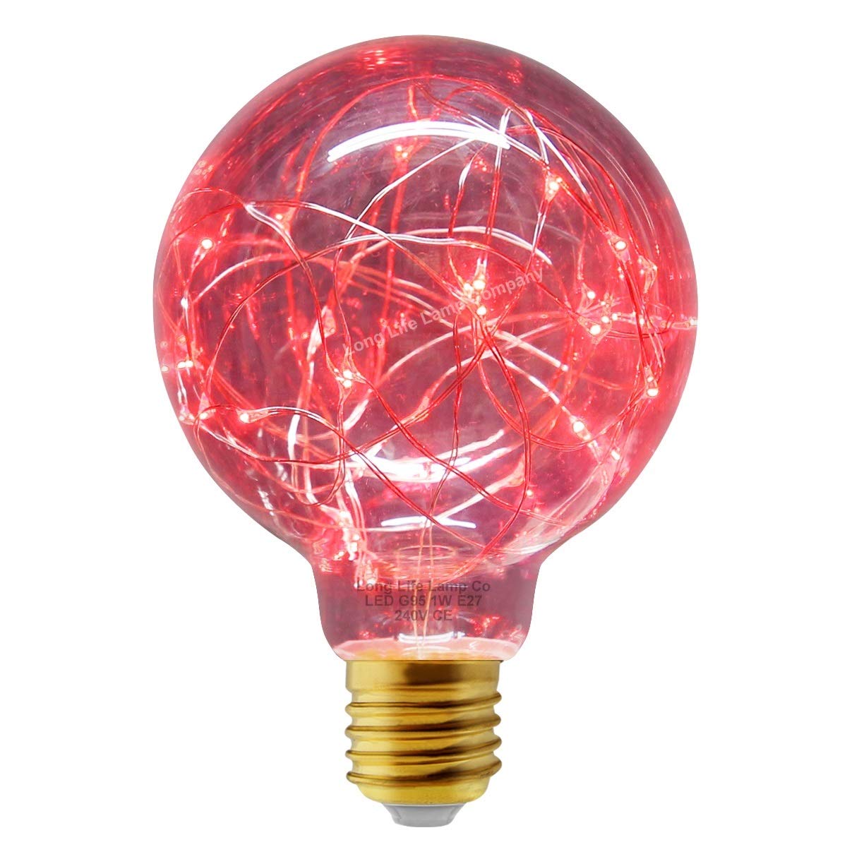 1w G95 Globe LED Industrial Decorative Light Bulb Coloured Fairy String Filament E27 (Red)