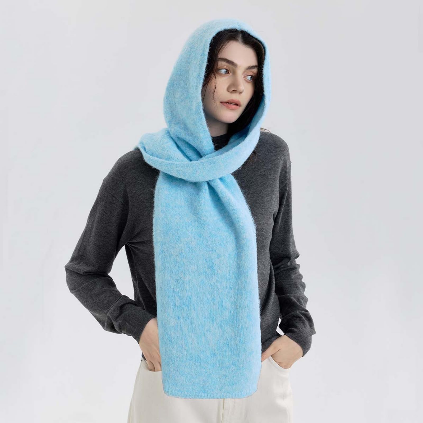 Foulard Donna Sciarpa Con Cappuccio Scaldacollo Lavorato A Maglia Cappello Da Autunno E Inverno Caldo Scialle Cappotto Alla Moda